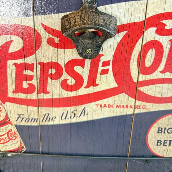 Vintage Style Pepsi-Cola Wall-Mounted Bottle Opener With Catcher & Retro Design - Picture 4 of 7